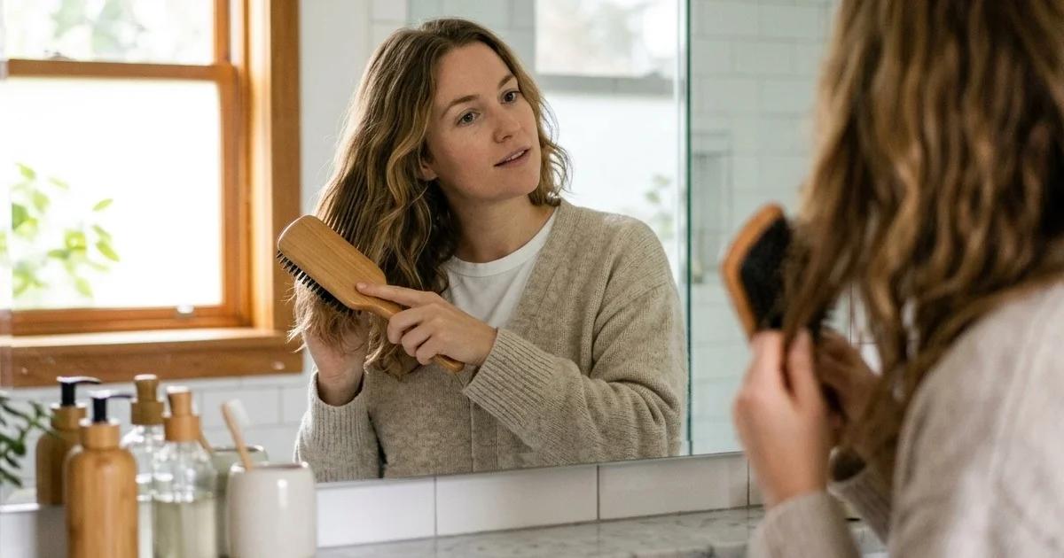 Dagelijkse gezonde haarroutine spiegel