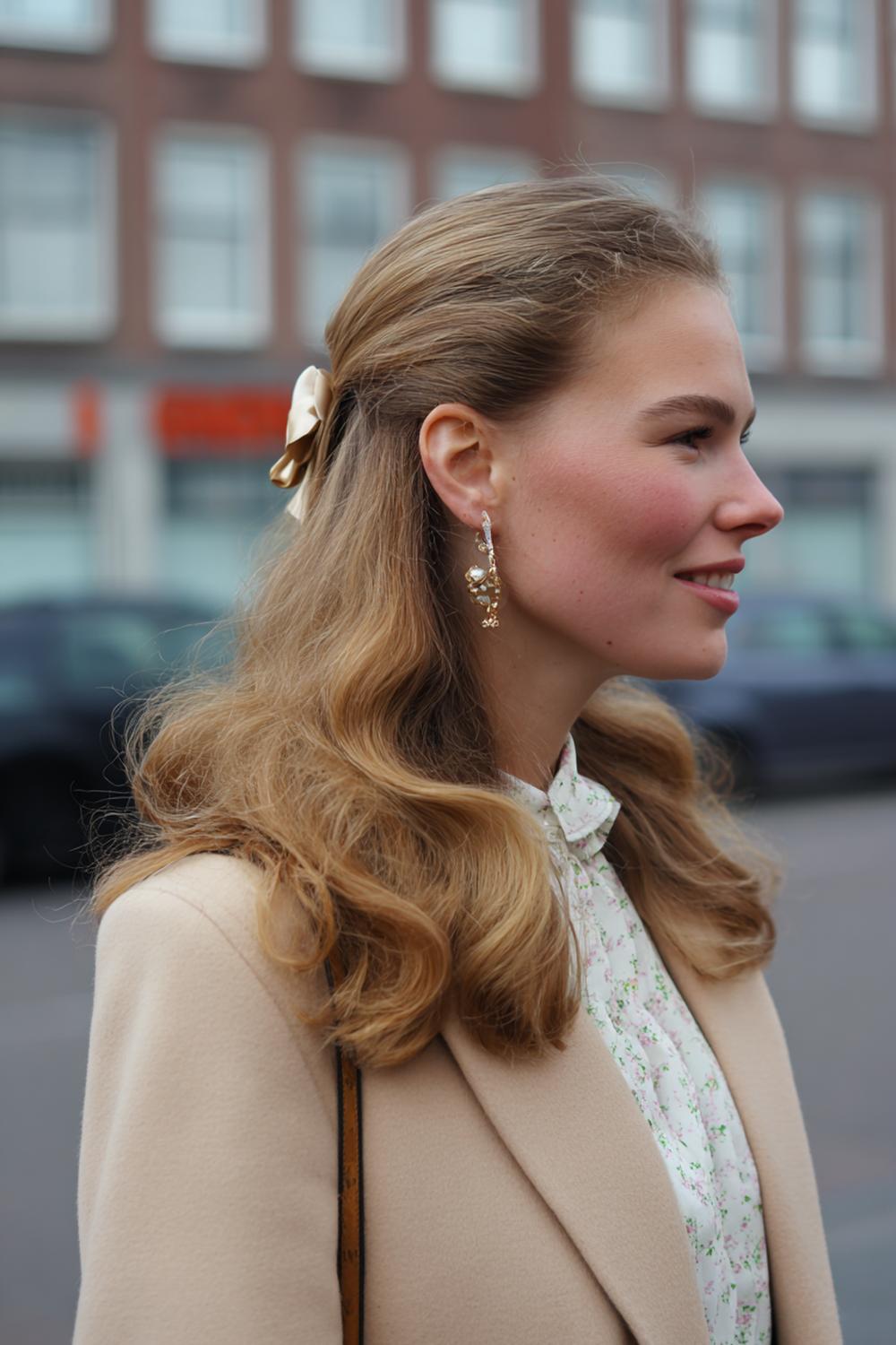 2. Dagelijkse Haar Look 2026 met half-op, half-los en satijnen strik