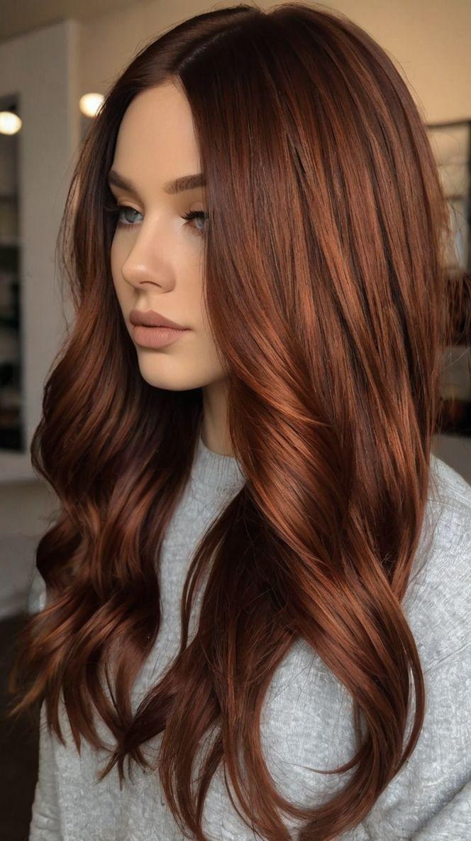 Donker koper haar elegante kleur