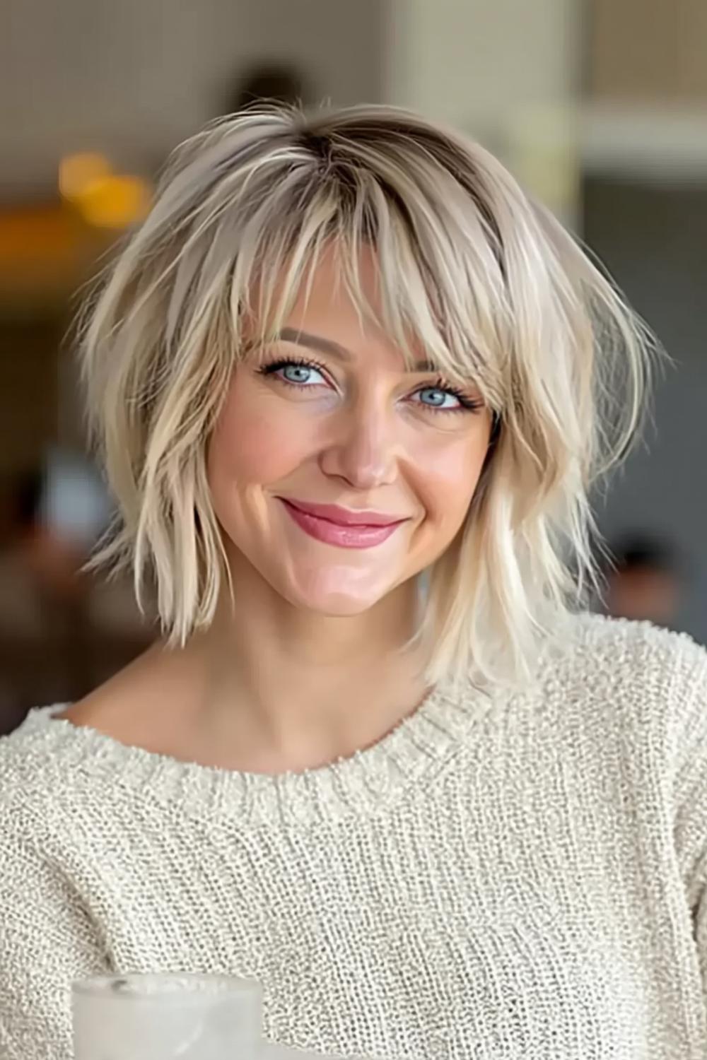 Blonde Lob met Bangs: 39 Trendy Kapsels voor 2024