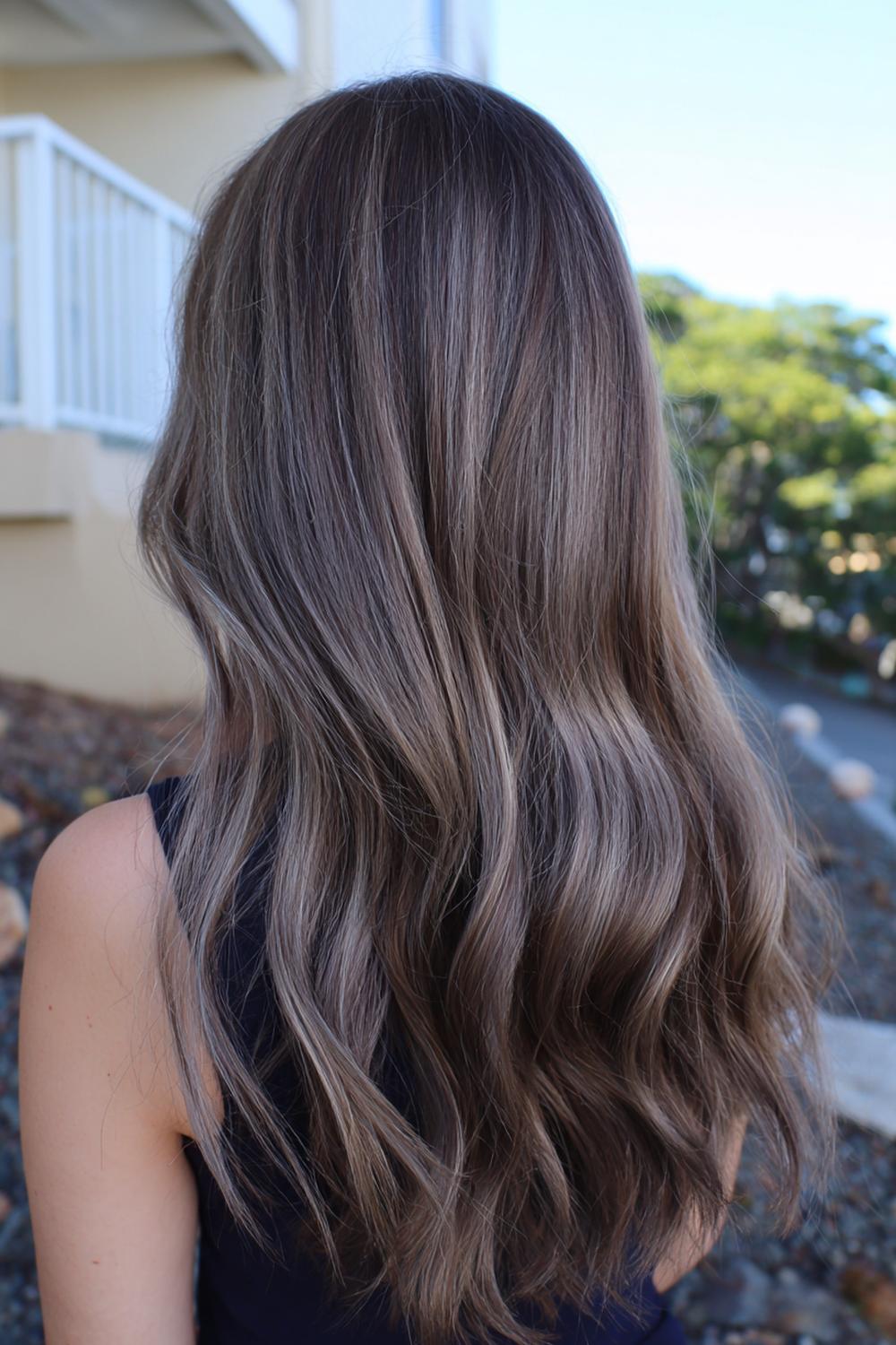 11. Frisse haarideeën 2026: koele mushroom brown met fijne dimensionale highlights