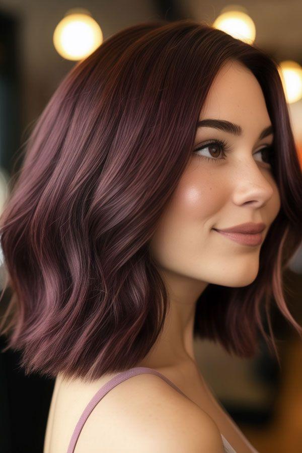 Pruim en mahonie haar kleur herfst