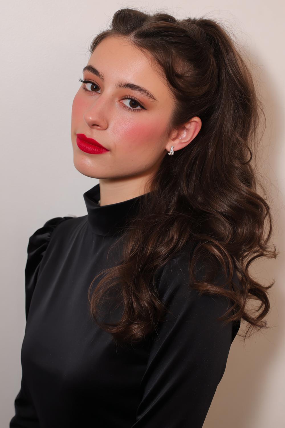 22. Glamour haarlook 2026: lage bubble ponytail met satijnen elastieken