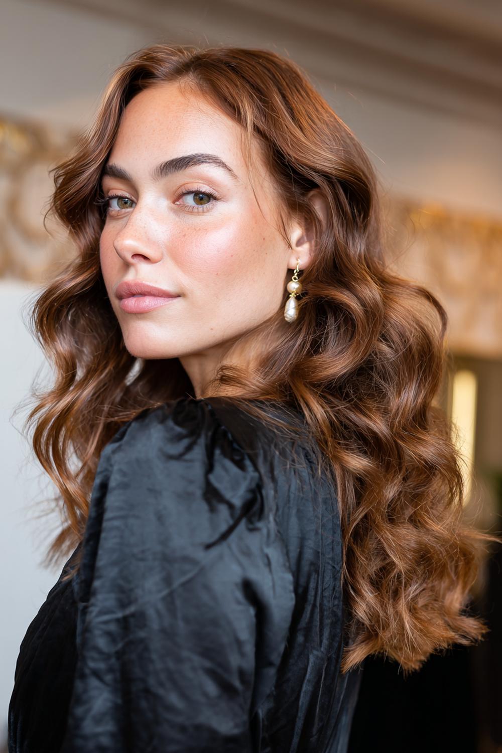 8. Glamour haarlook 2026: contouring face-framing lagen met satijnfinish