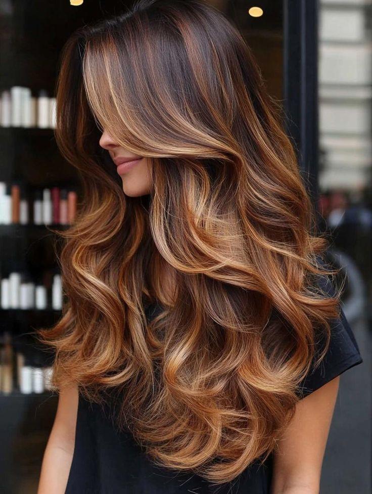 Goudbruine balayage voor herfst