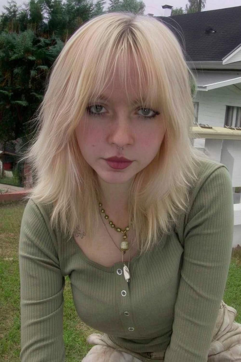 Blonde grunge met pony