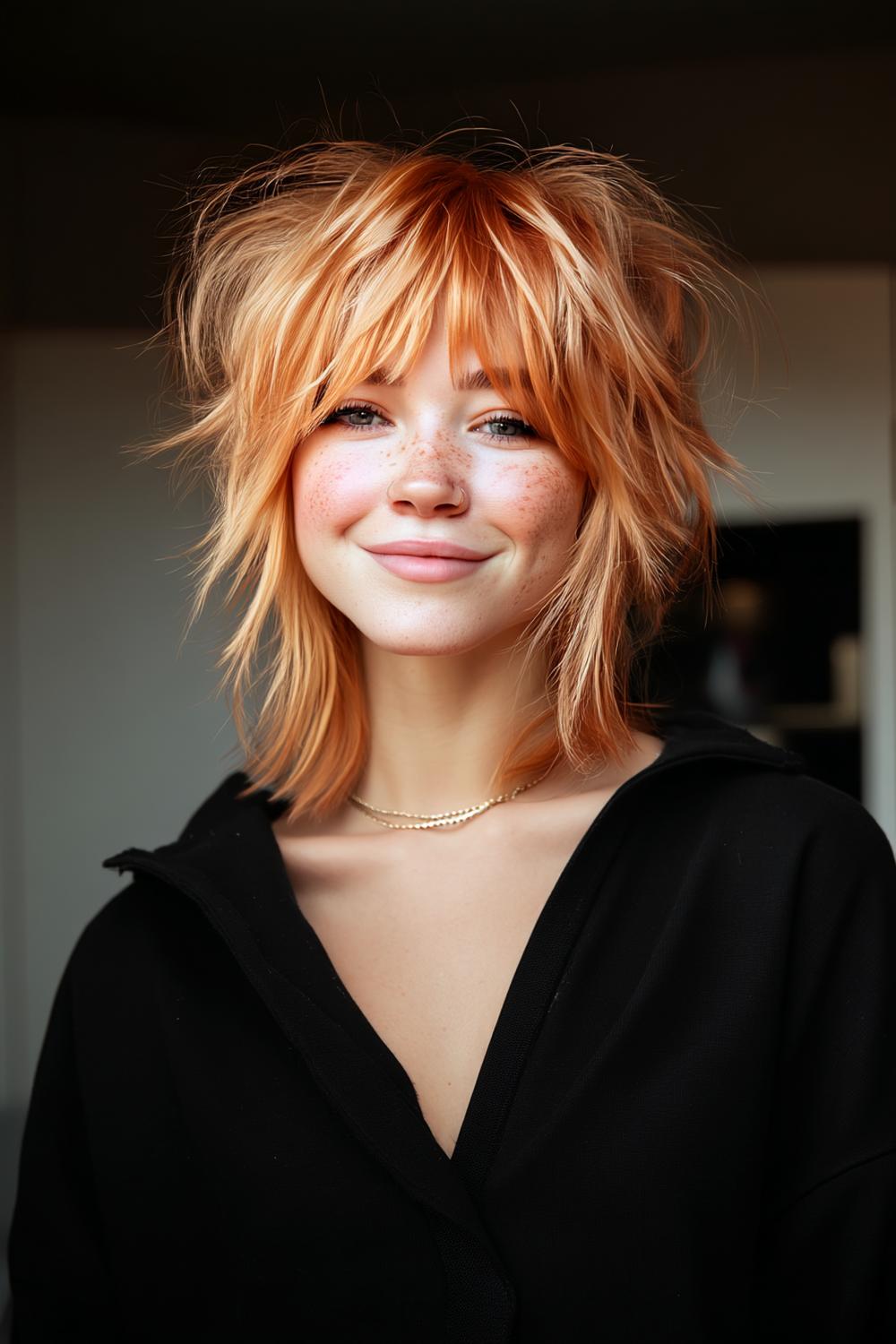 Oranje shag met volume