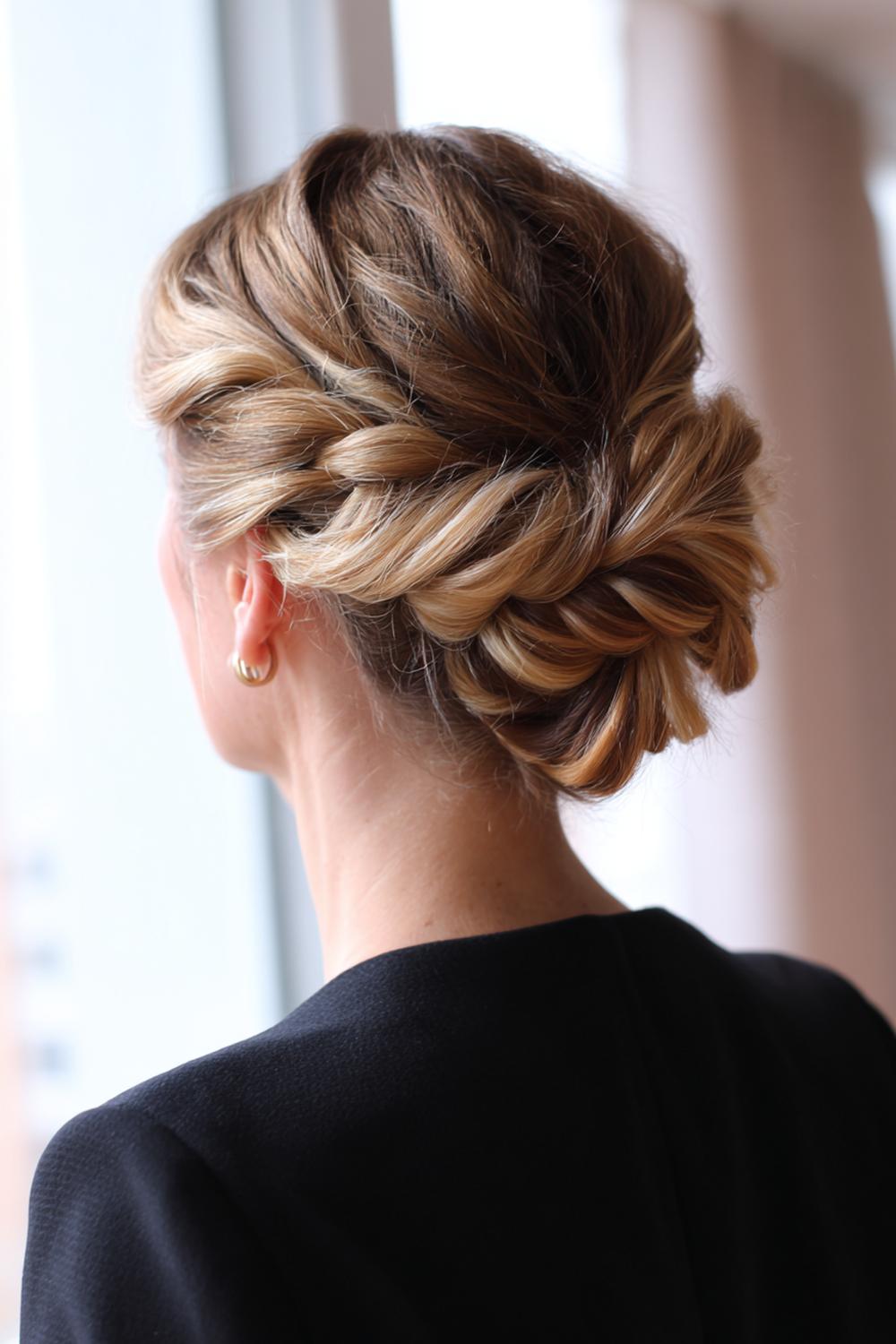 9. Haar updo met gedraaide zijpartijen en verborgen speldstructuur