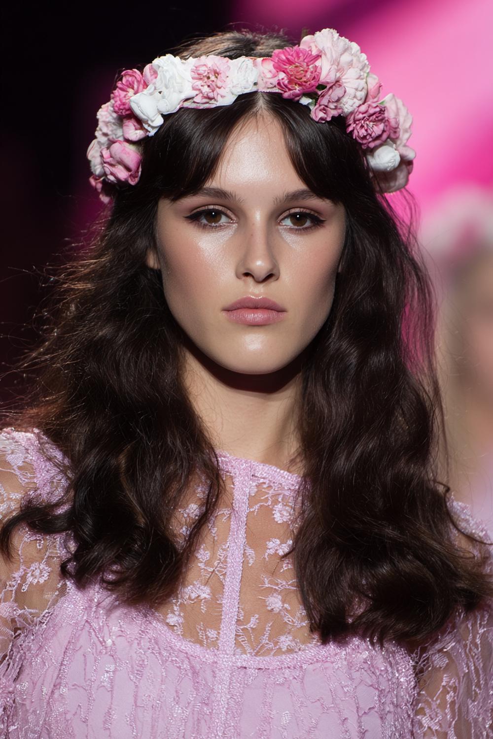 13. Haartrends Voor Lente 2026: de romantische kroonvlecht met losse plukjes