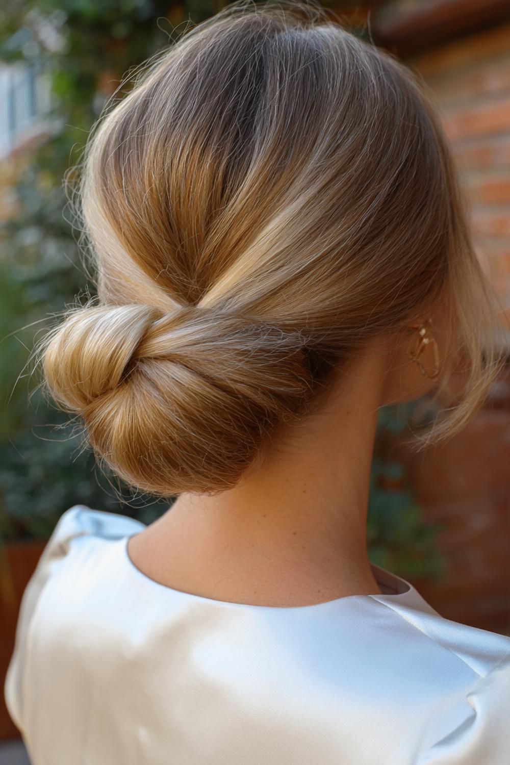 10. Strakke low bun met middenstreep als haartrend voor winter 2026