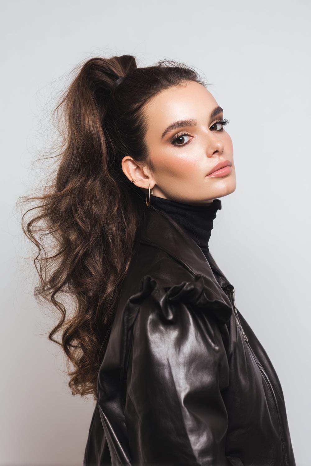 11. Hoge paardenstaart met lift en glans als haartrend voor winter 2026