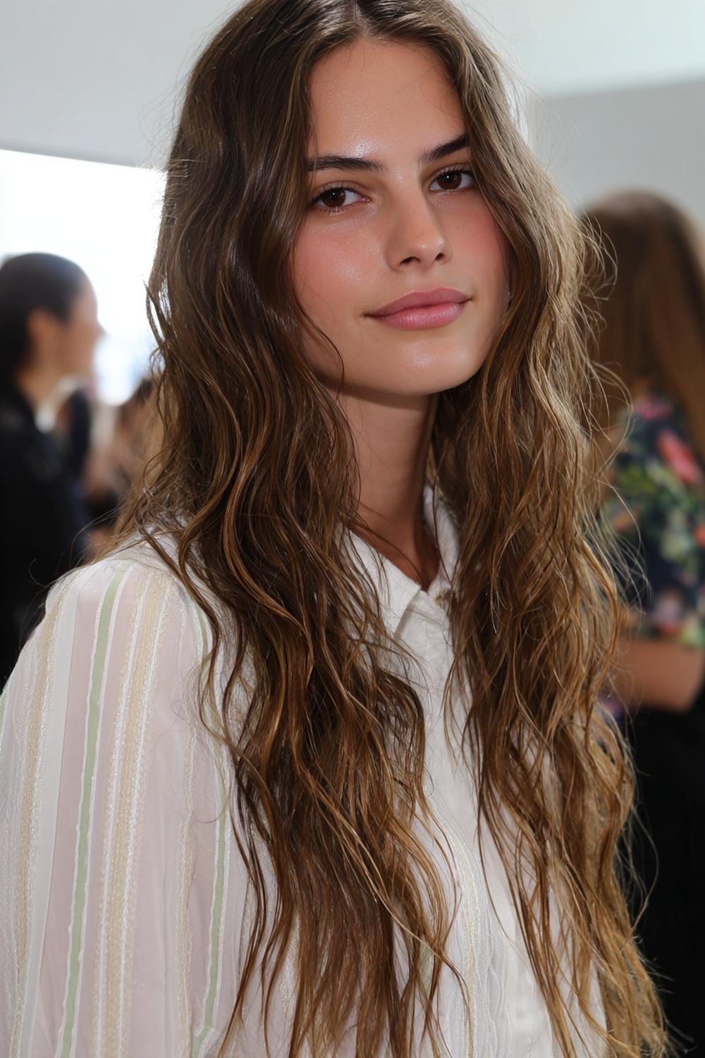 12. Haartrends Voor Zomer 2026: Lange ‘wet waves’ met glansspray