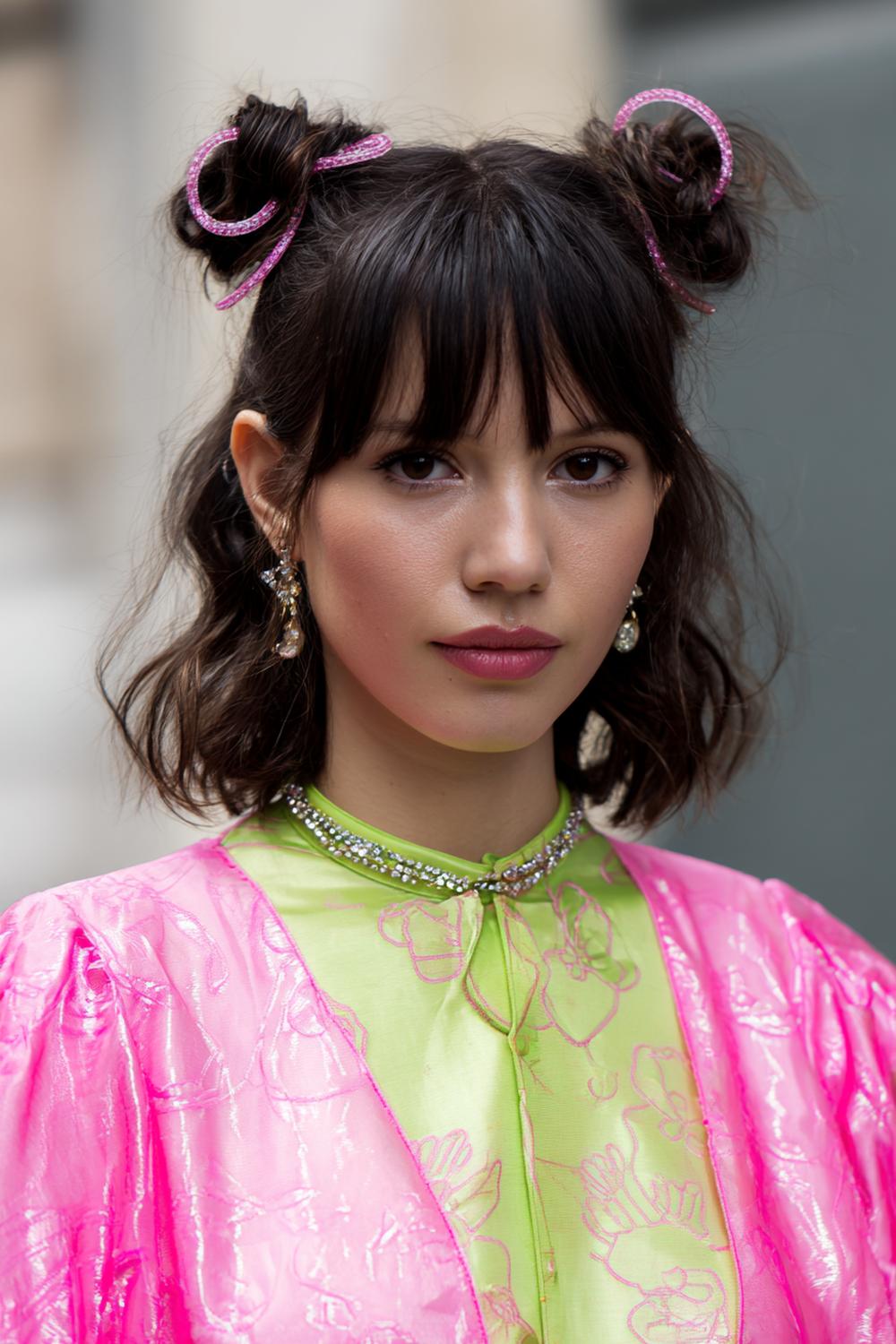 23. Haartrends Voor Zomer 2026: Space buns met glitterscheiding