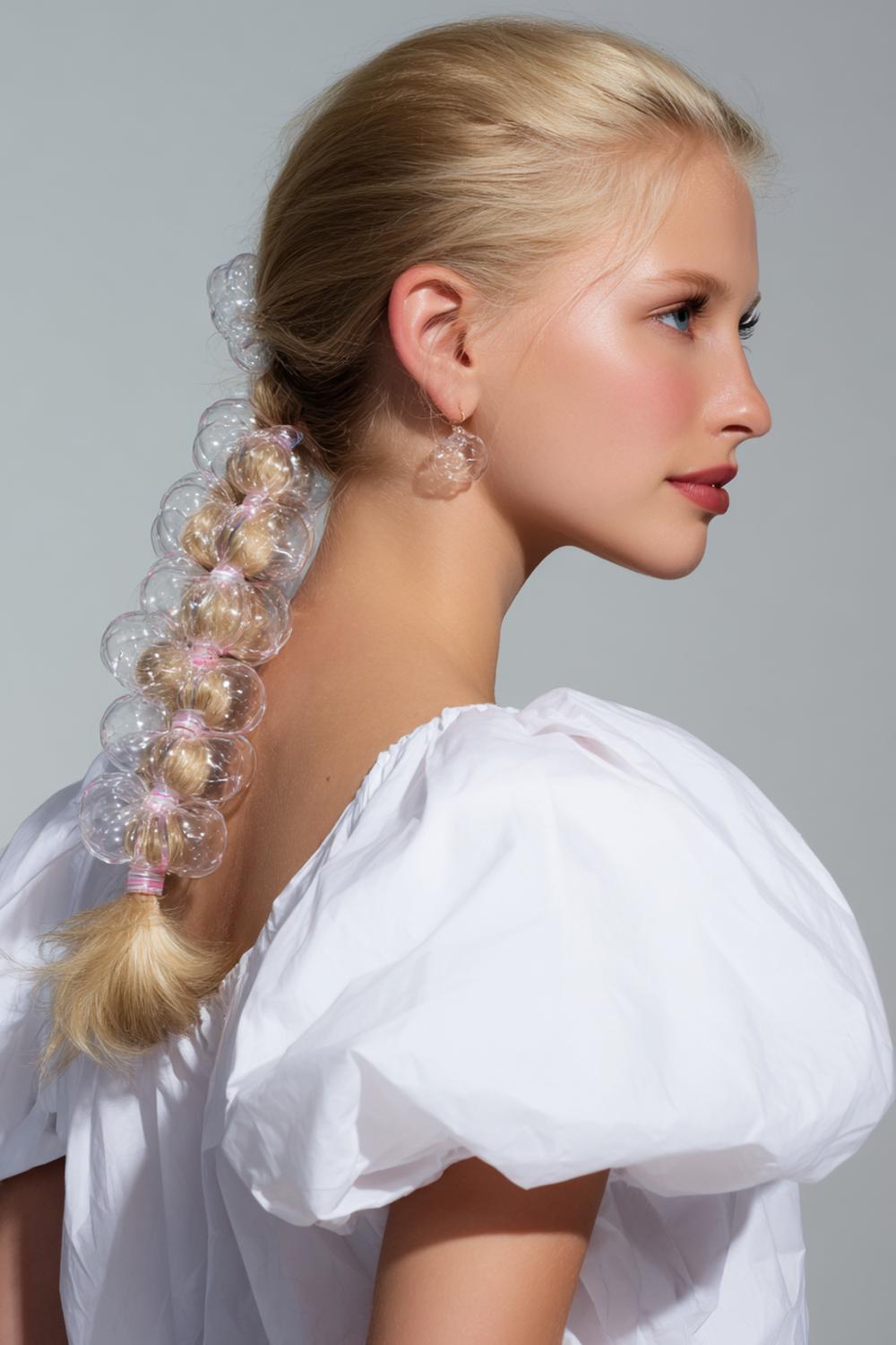 9. Haartrends Voor Zomer 2026: Bubble braid staart met transparante elastiekjes