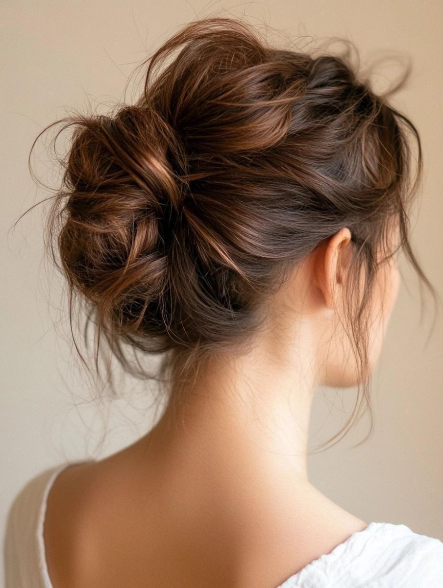 Halflang haar rommelige knot