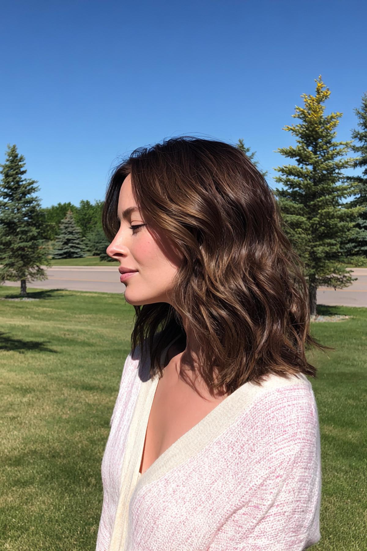 Halflang Golvend Bruin Haar