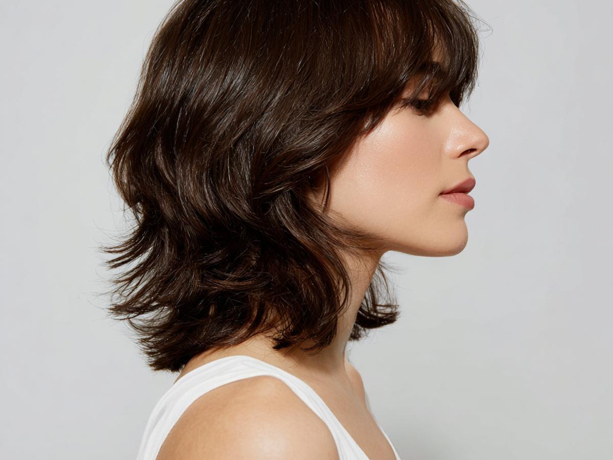 Donkerbruin Halflang Haar Met Lagen