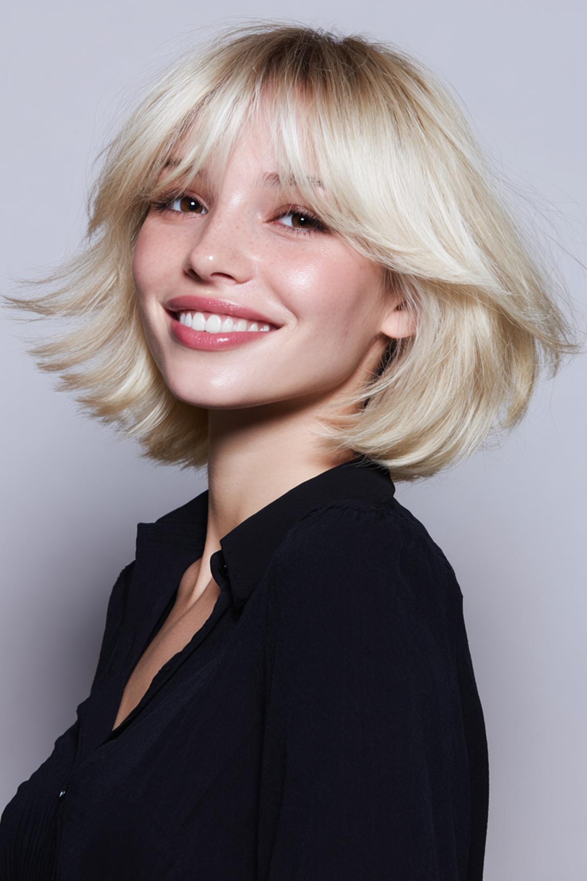 Blond Halflang Bob Met Pony