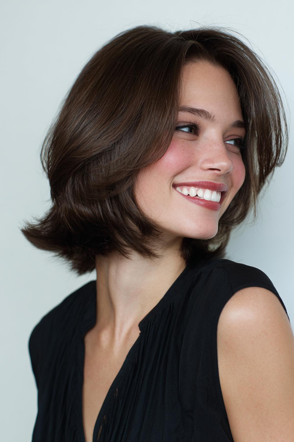 Donkerbruin Gelaagd Halflang Haar