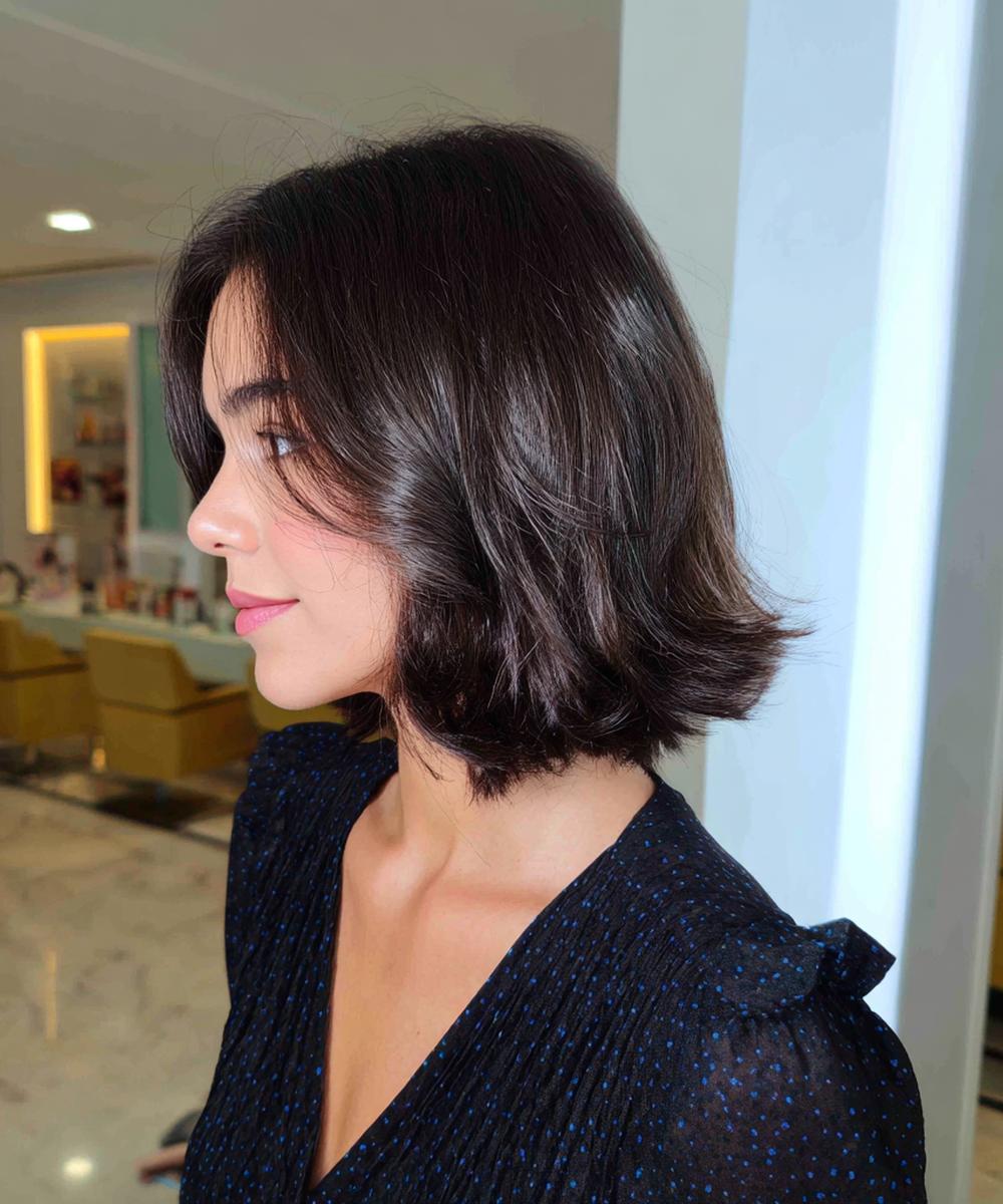 Donkerbruin Halflang Bob Met Laagjes