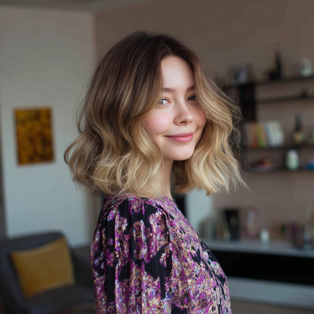 Golvende Lob Met Balayage