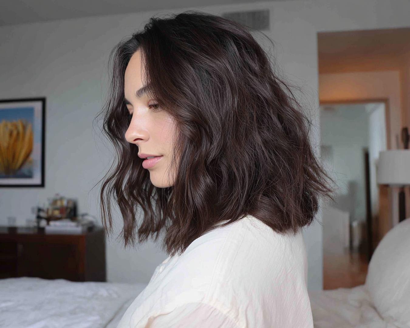 Donkerbruine Halflange Golven