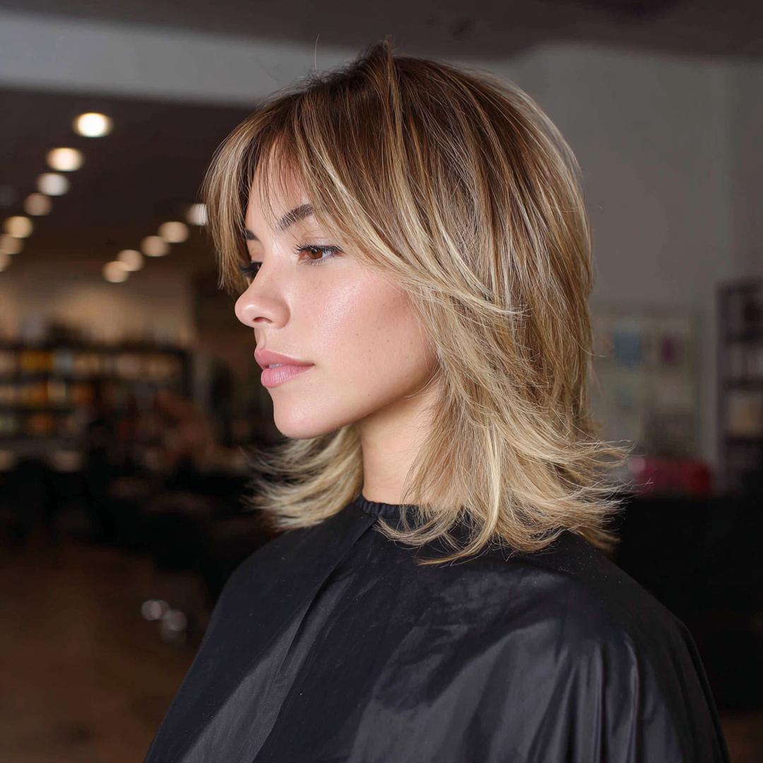 Blonde Lagen Met Gordijnpony