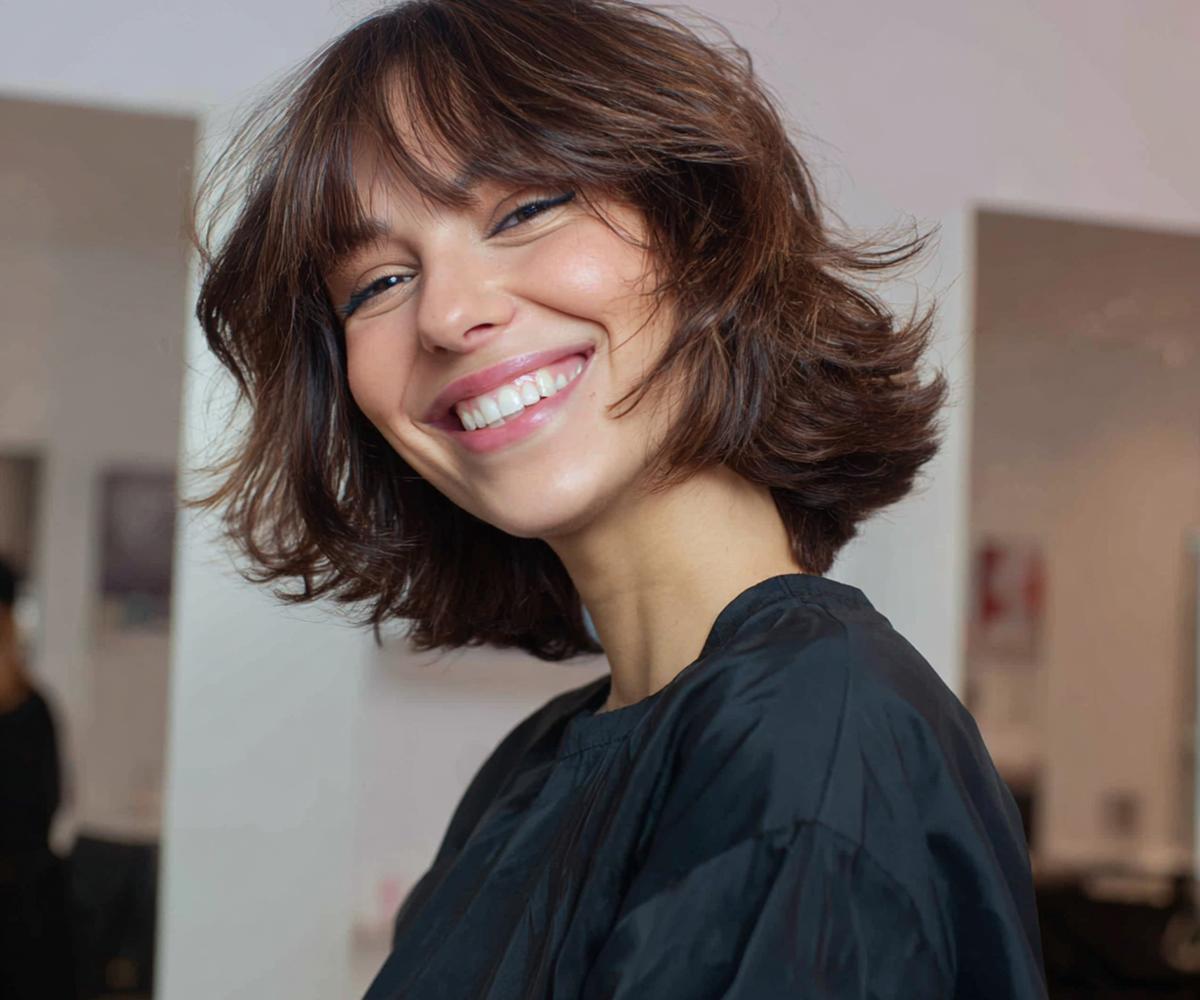 Gelaagde Bob Met Pony Bruin