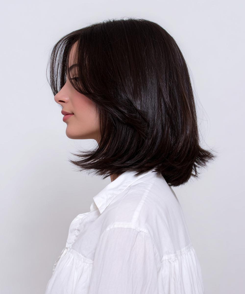 Donkerbruine Halflange Bob Met Laagjes