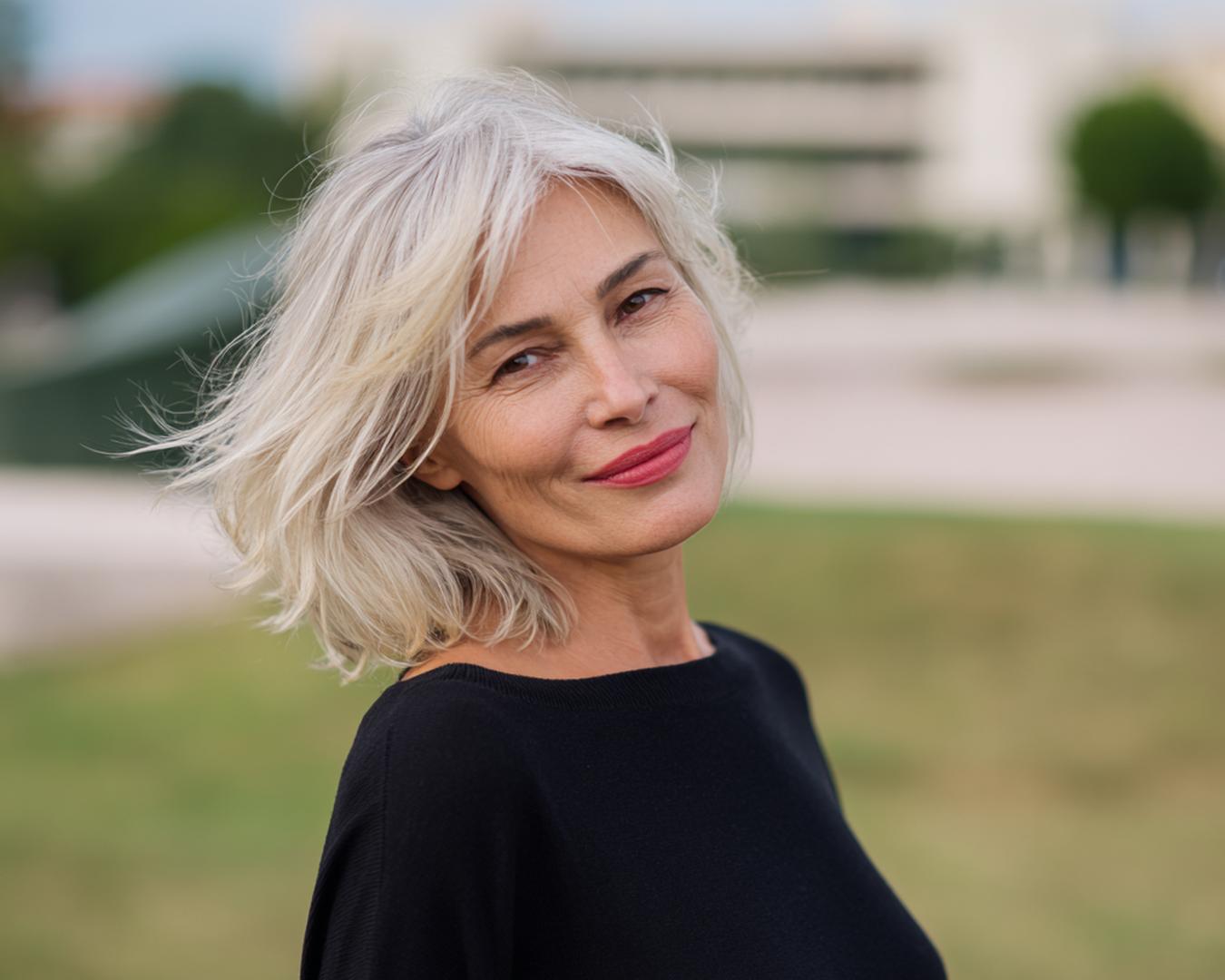 Halflang Zilverblond Steil Haar