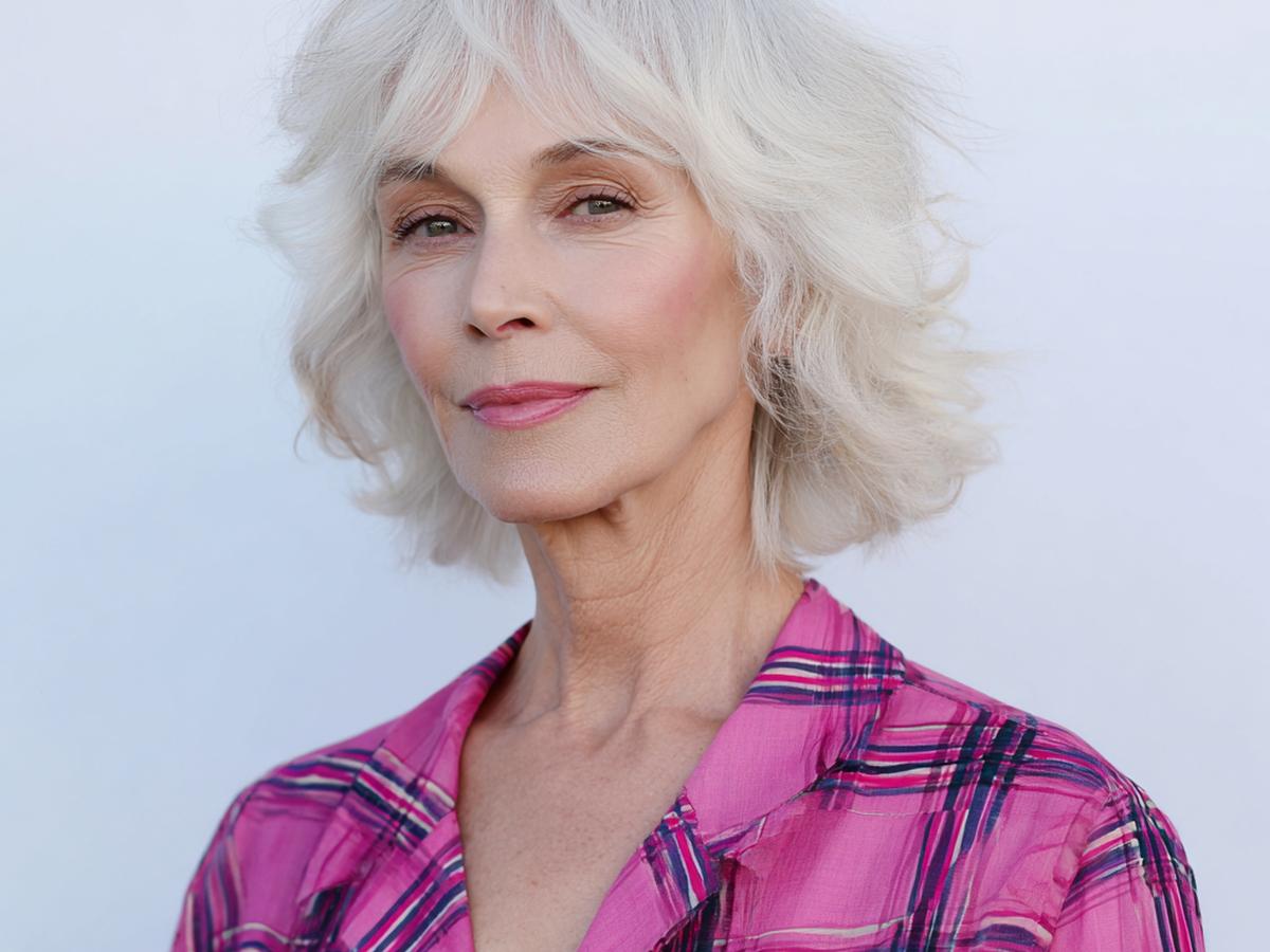 Zilvergrijs Halflang Gelaagd Met Pony