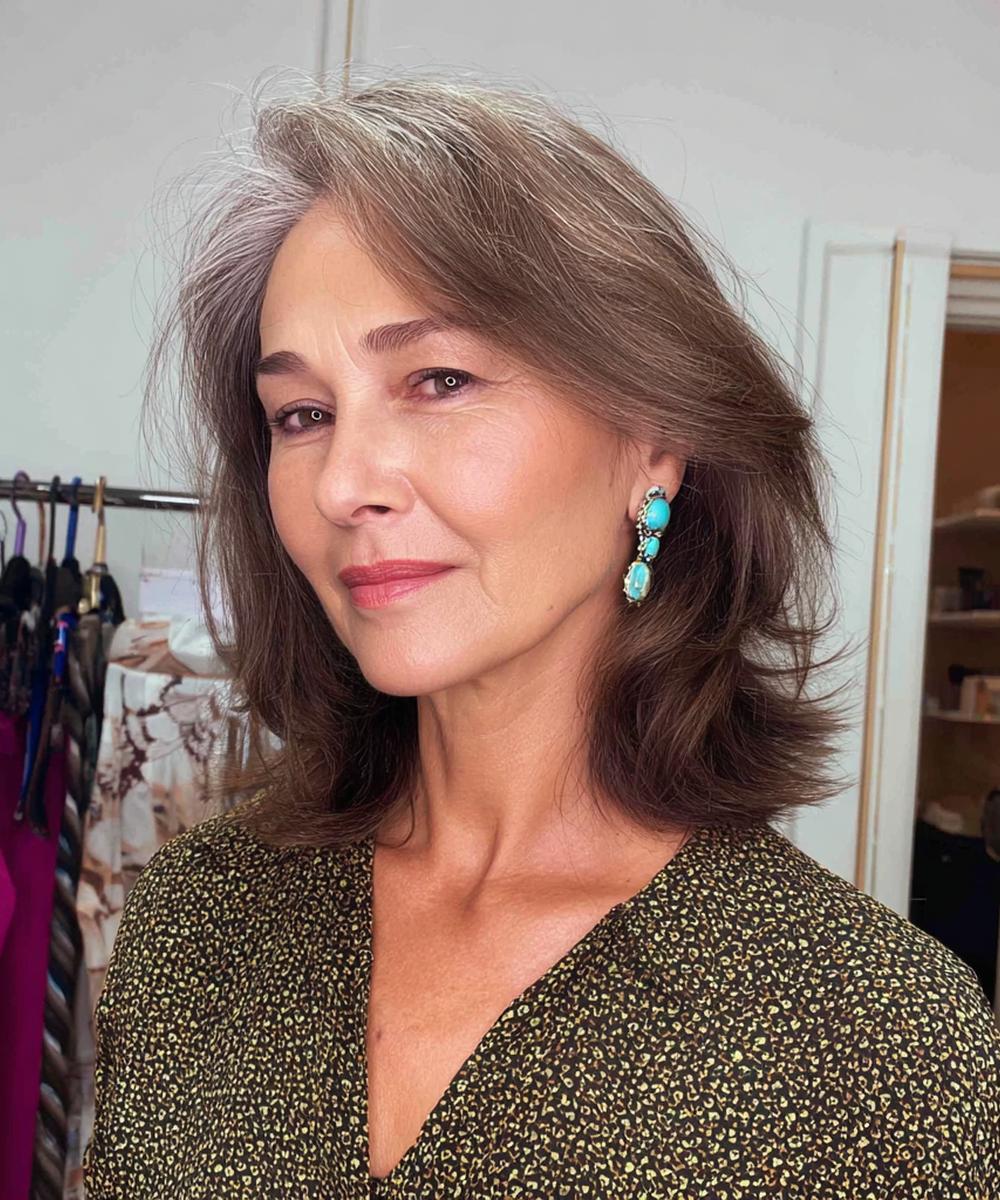 Asbruin Halflang Met Zijdelingse Pony