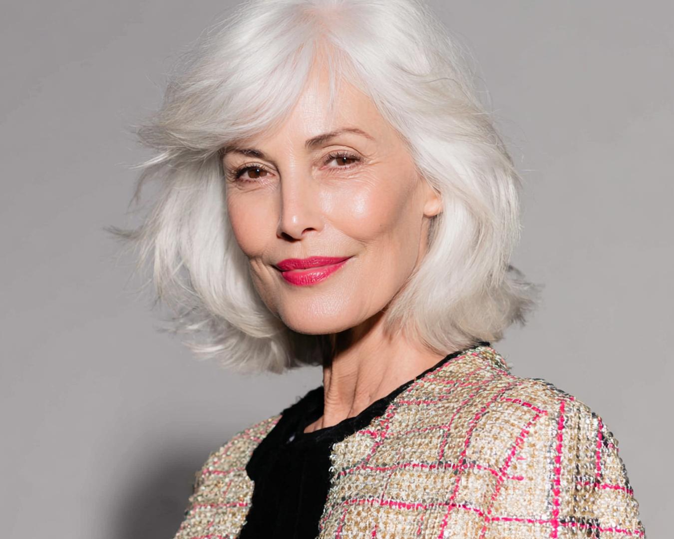 Witte Halflange Lagen Zijdelingse Pony