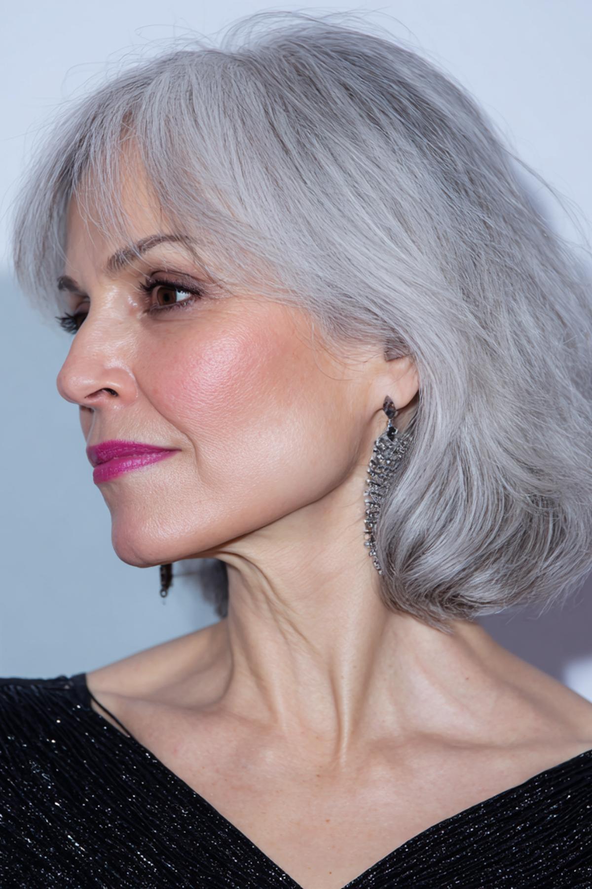 Halflang Grijs Bob Met Pony