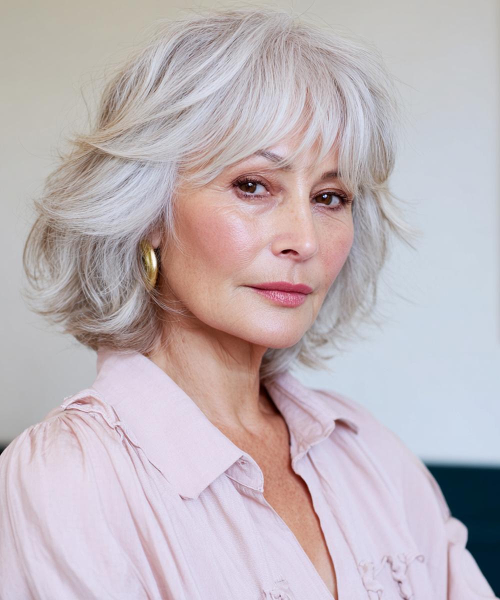 Halflang Grijs Gelaagd Met Pony