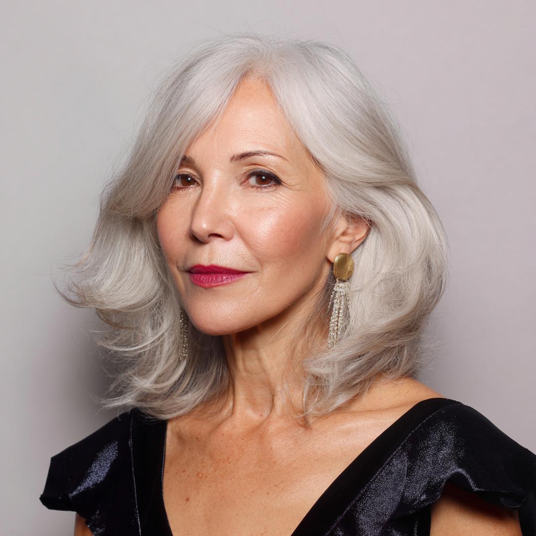 Halflang Zilvergrijs Gelaagde Uiteinden