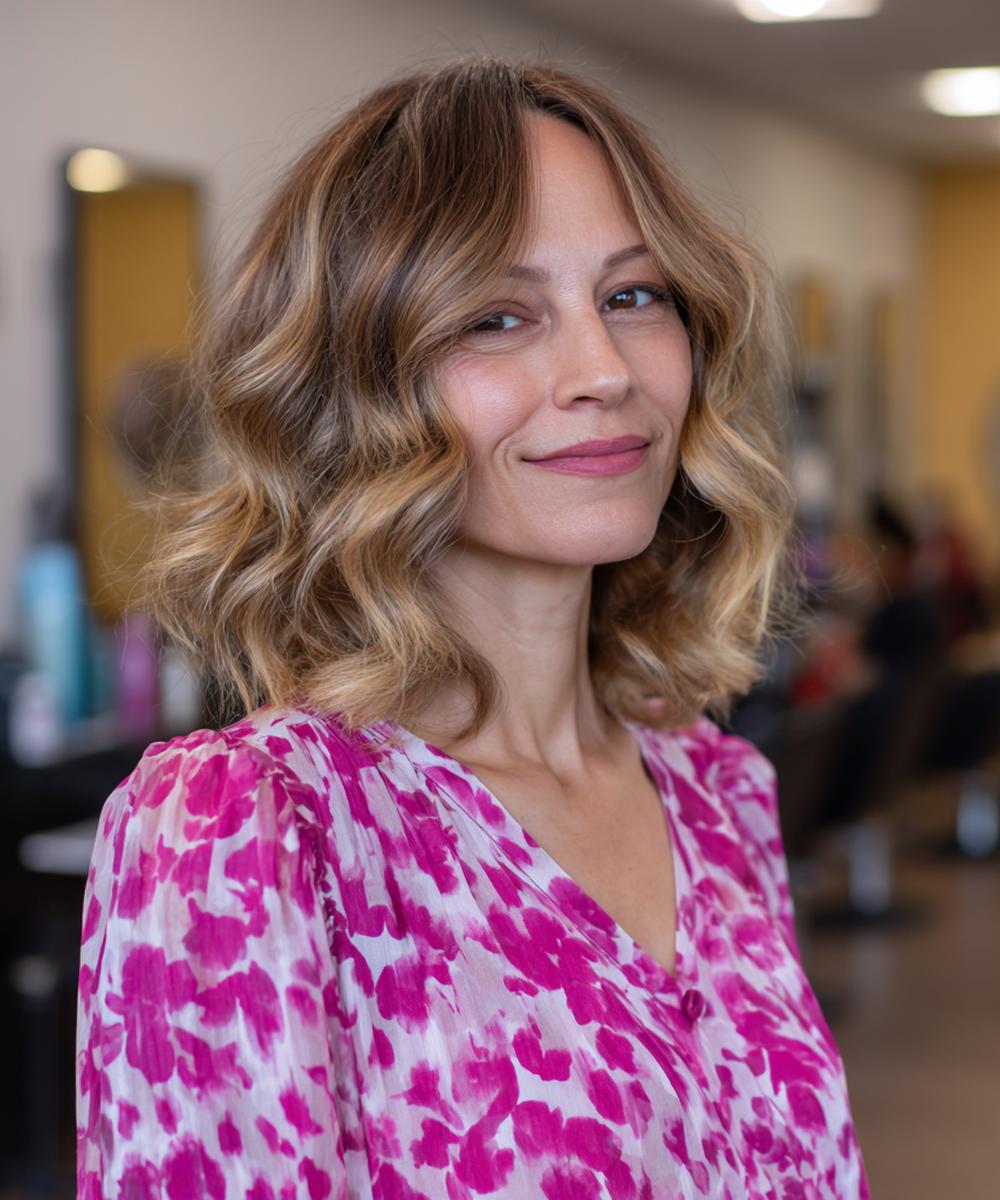 Blond Golvend Halflang Haar