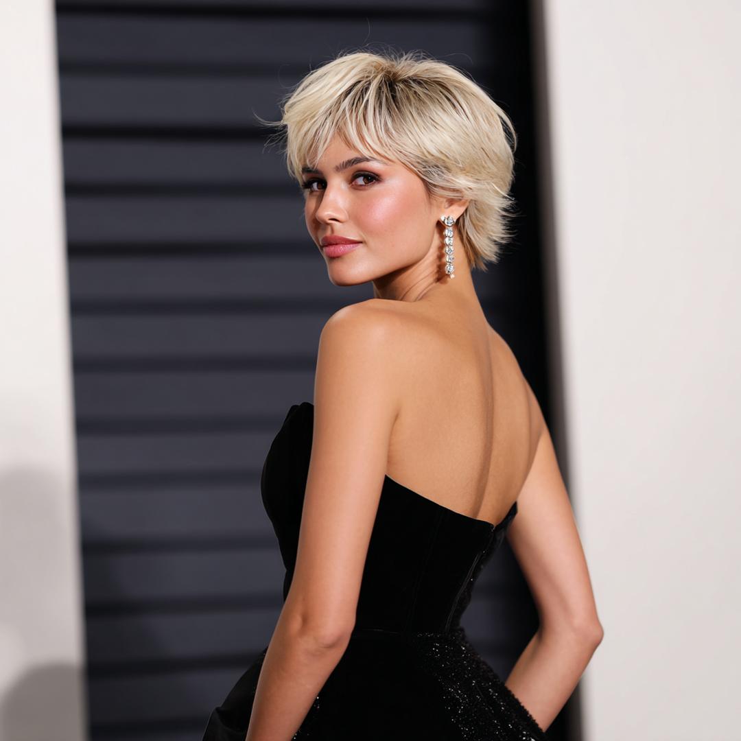 Platinablonde Shaggy Pixie Met Pony