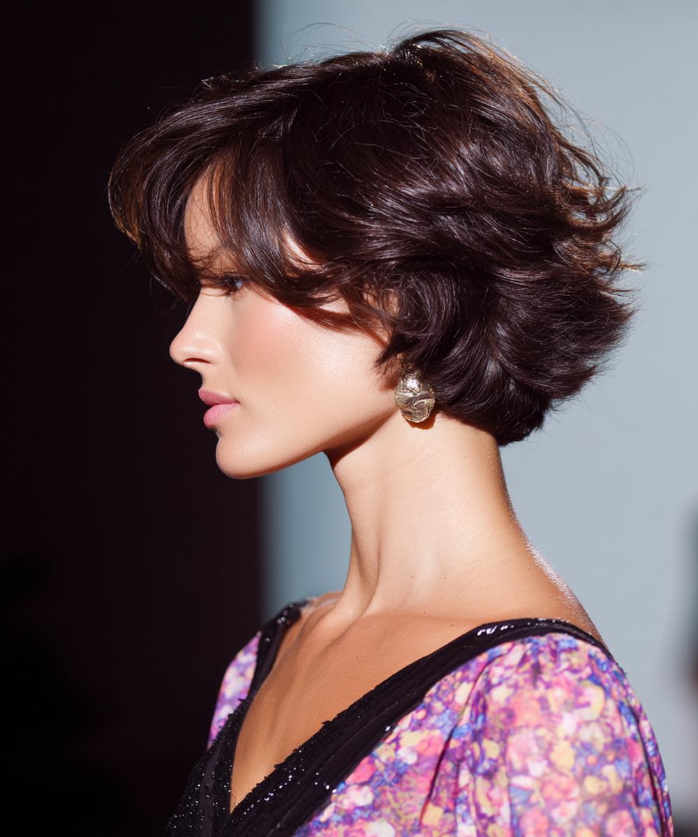 Golvende Donkerbruine Gelaagde Bob