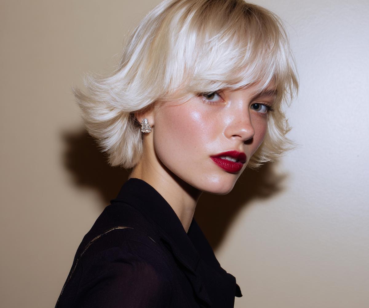 Platinblond Gelaagde Bob Met Volume