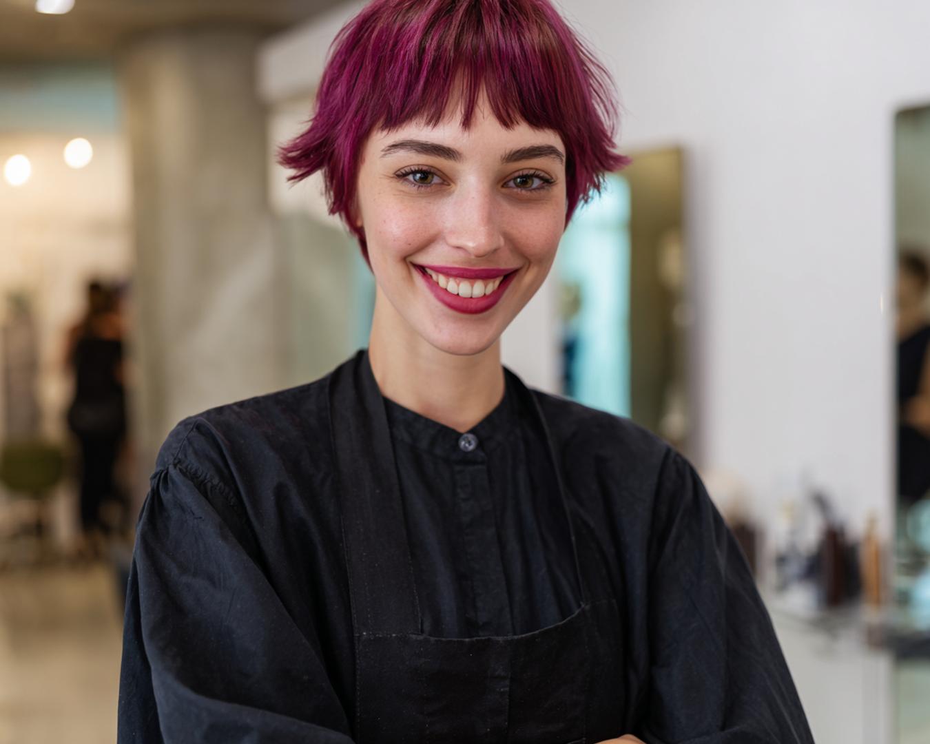 Magenta Getextureerde Korte Pixie