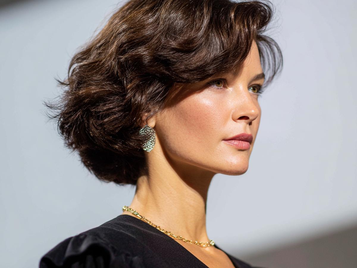 Korte Bruine Golvende Bob