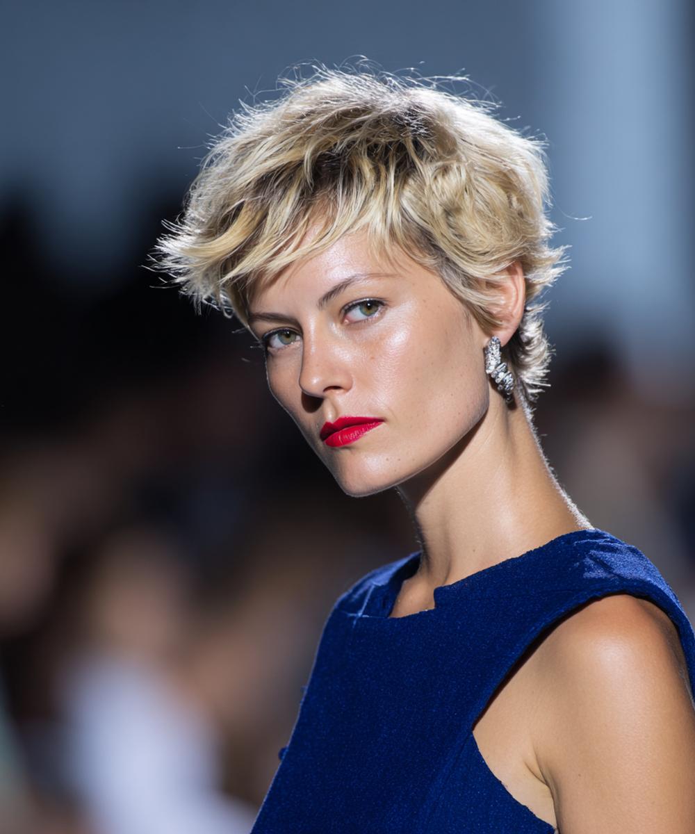 Gelaagde Blonde Pixie Met Textuur