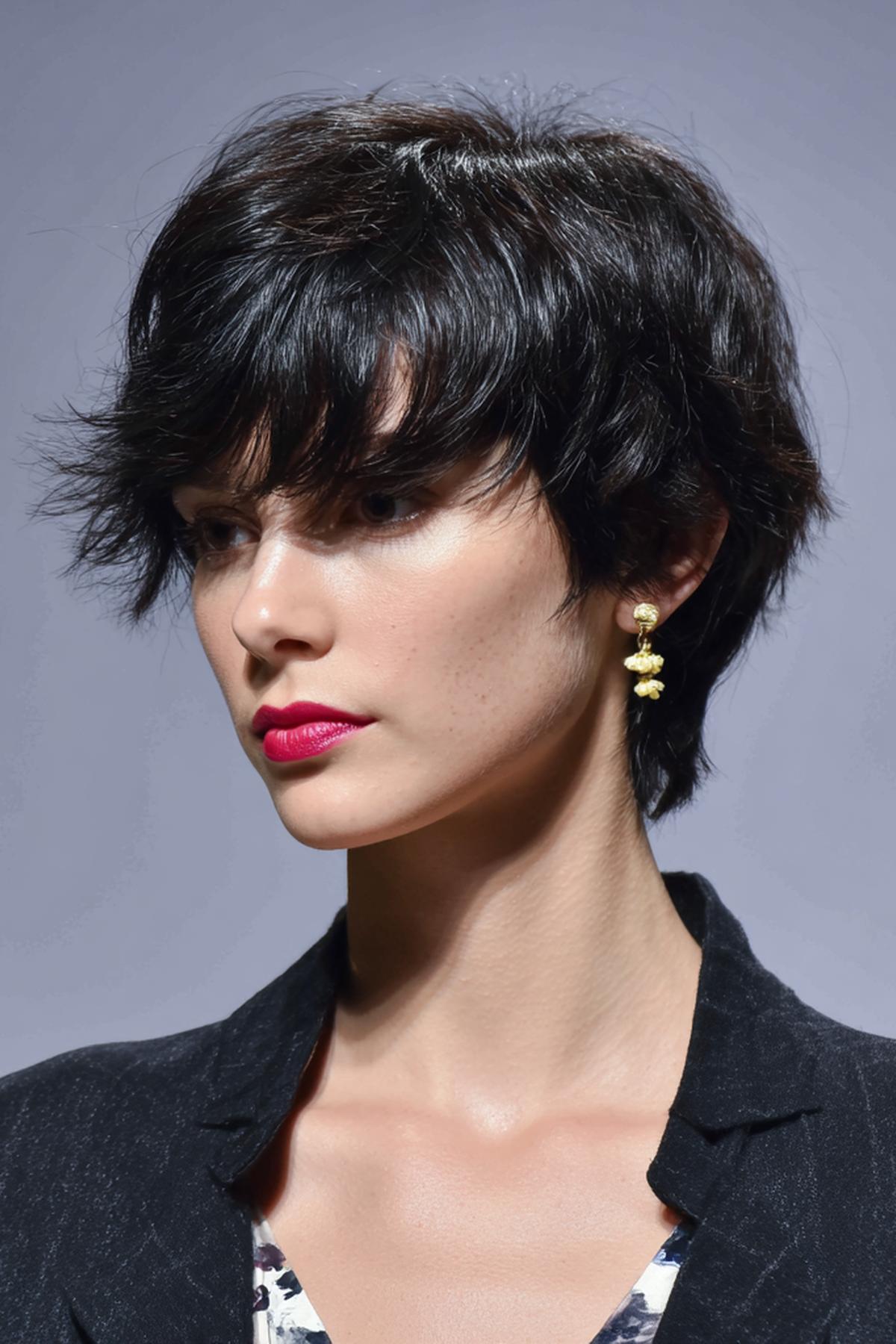 Zwarte Gelaagde Shag Pixie