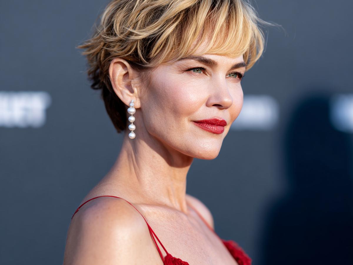 Korte Blonde Pixie Met Lok