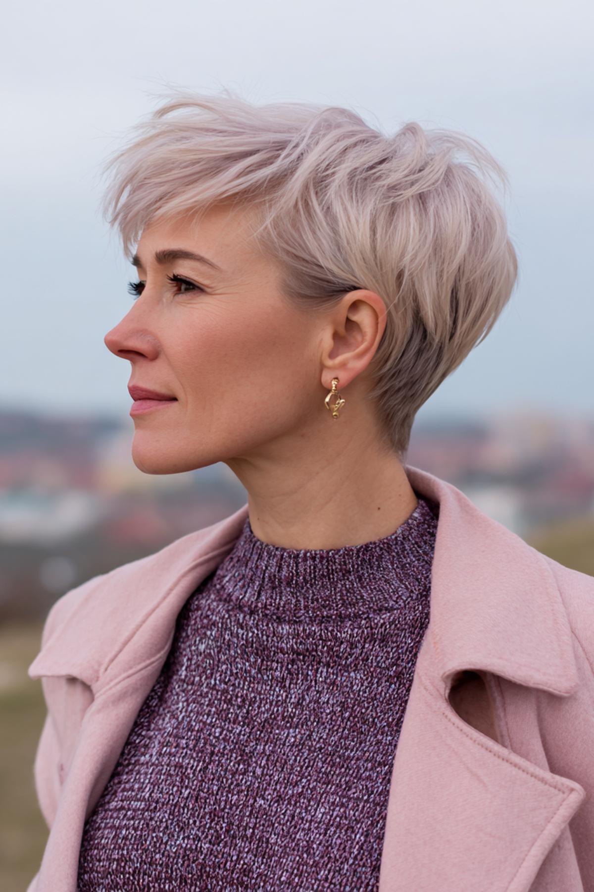 Asblond Korte Pixie Met Lok