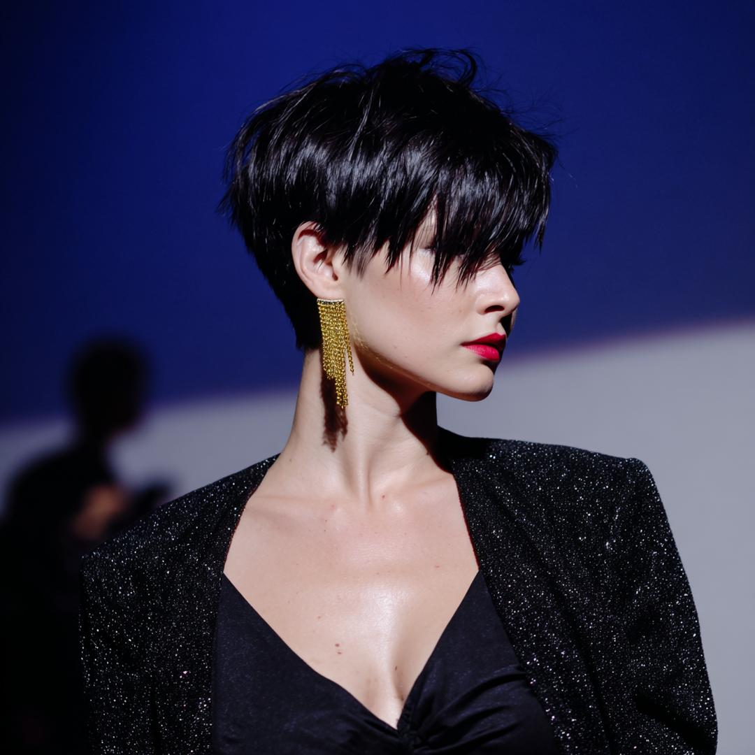Zwarte Asymmetrische Pixie Met Pony