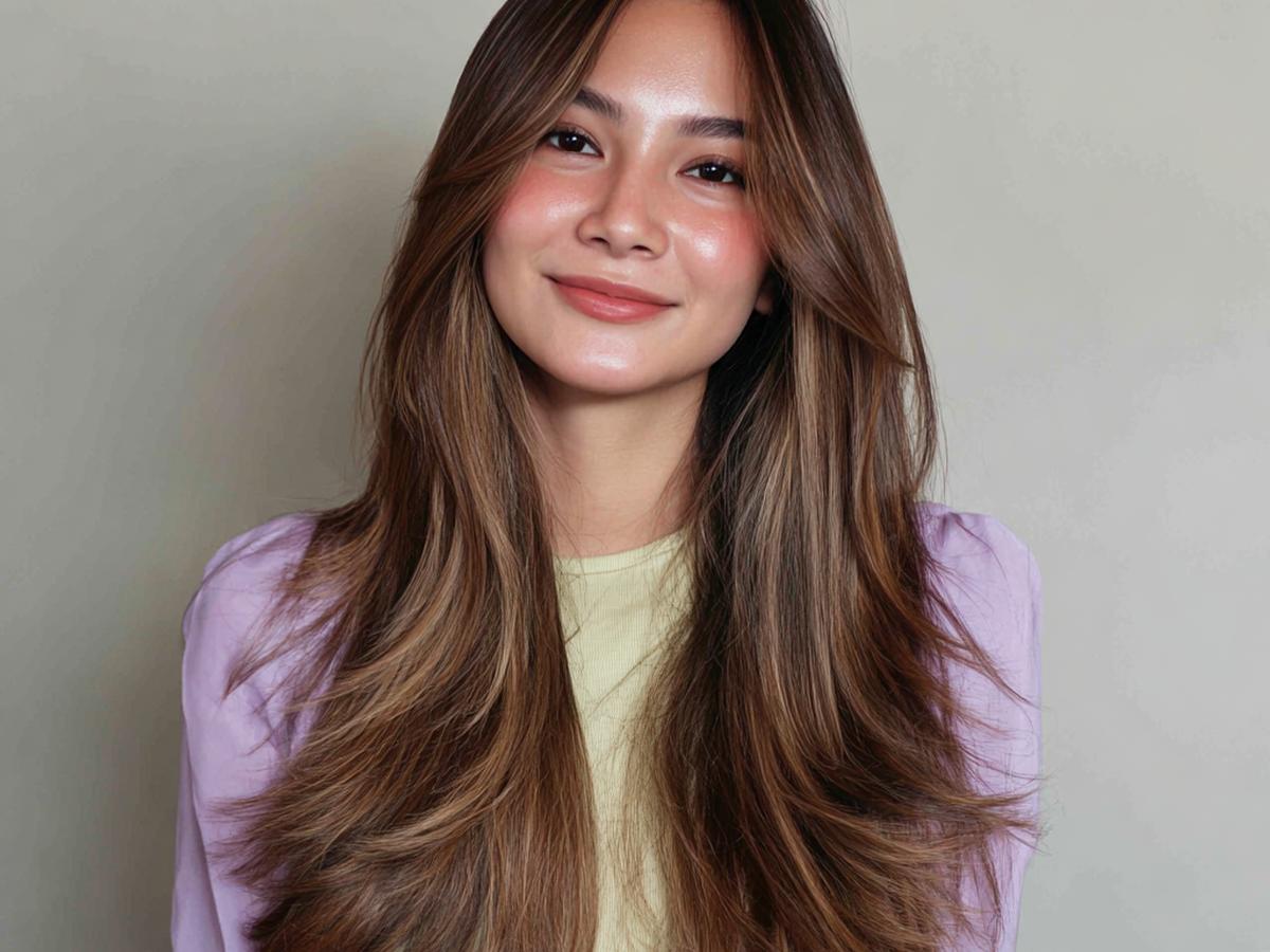 Lange Laagjes Balayage Gordijnpony
