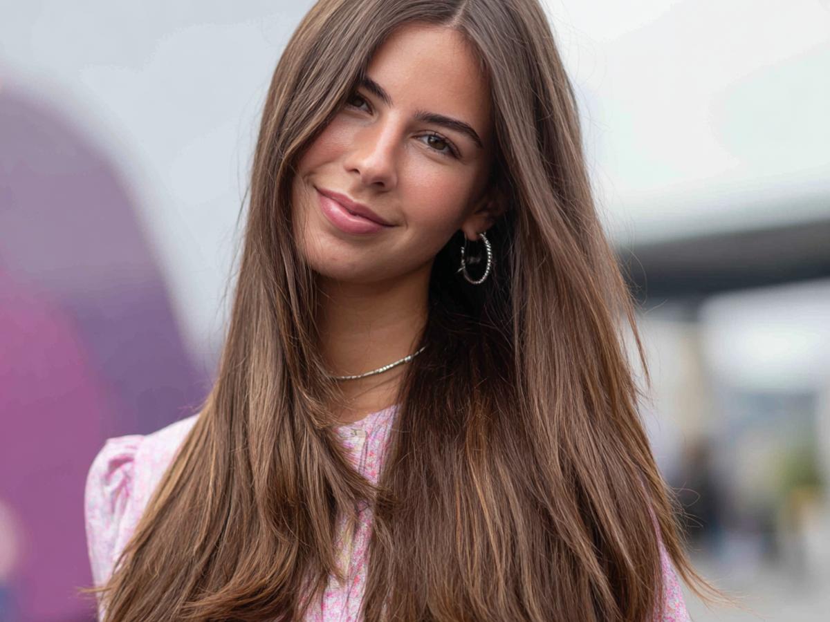 Lang Bruin Haar Met Lagen