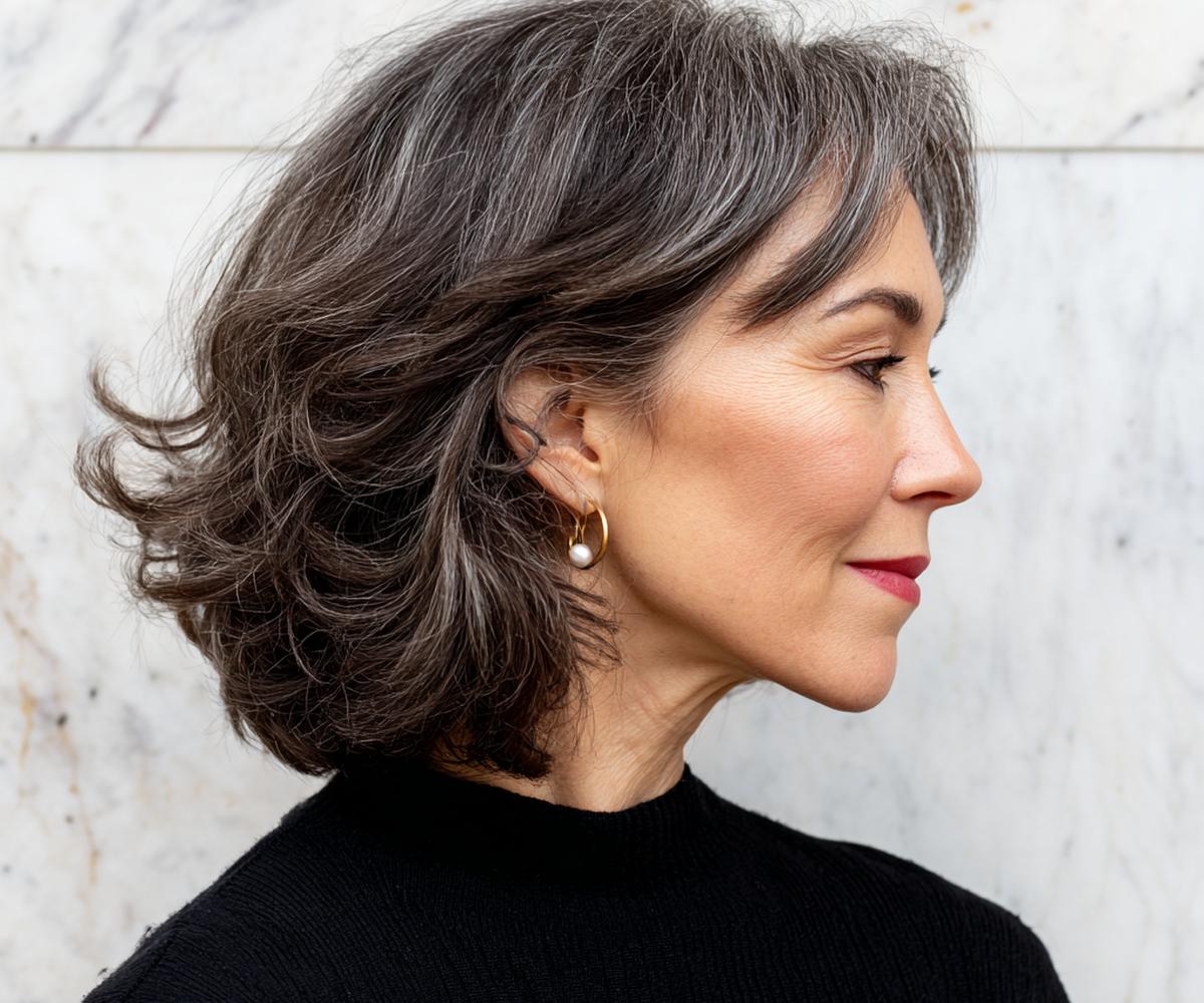 Grijs Gelaagd Bob Met Slag